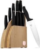 Berlinger Haus Messenblok Zwart Roségoud 10-delig - Koksmes, Broodmes, Santokumes, Officemes, Schilmes & 4 Steakmessen