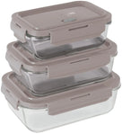 Berlinger Haus Glazen Vershoudbakjes Taupe - 3-delig - 570 ml, 840 ml & 1.18 Liter