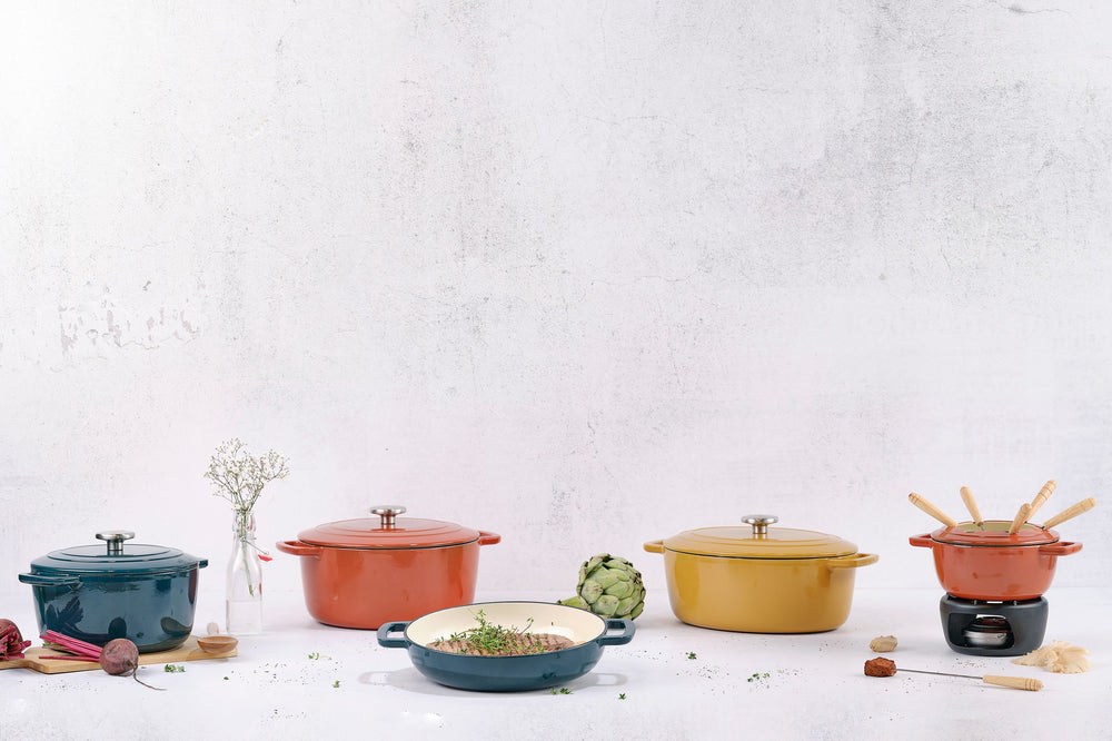 Cosy & Trendy Braadpan met deksel Fontestic Gietijzer Amber Gold Ø 28 cm / 6.8 Liter - geëmailleerde anti-aanbaklaag