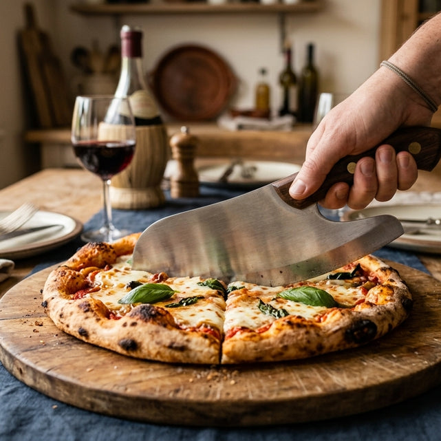 Pizzames voor grote pizza’s in één snede