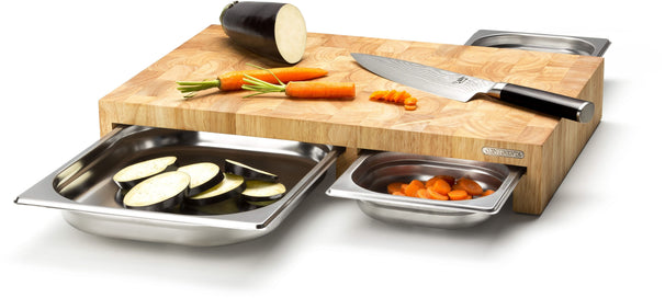 Continenta Snijplank met 3 RVS Laden - Hout - 50 x 33 cm