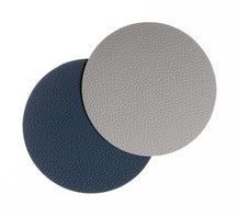 Onderzetters - Vegan leer - Grijs / Blauw - dubbelzijdig - ø 10 cm - 6 stuks - Cookinglife