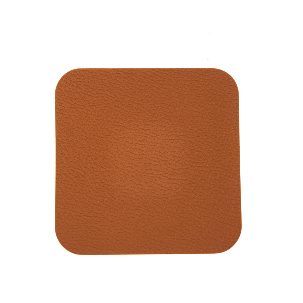 Onderzetters - Vegan leer - Zwart / Cognac - dubbelzijdig - 10 x 10 cm - 6 stuks - Cookinglife