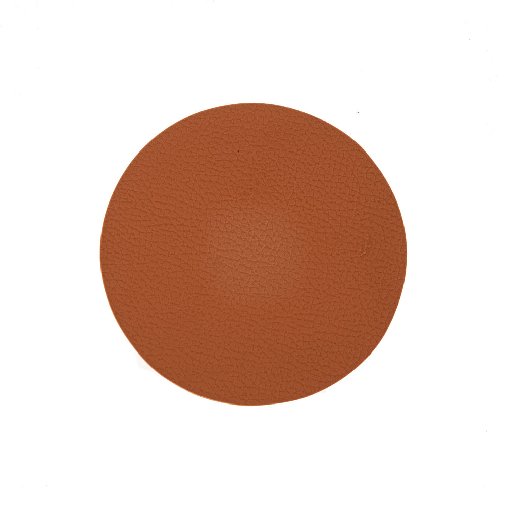 Cookinglife Onderzetters - Vegan leer - Zwart / Cognac - dubbelzijdig - ø 10 cm - 6 stuks