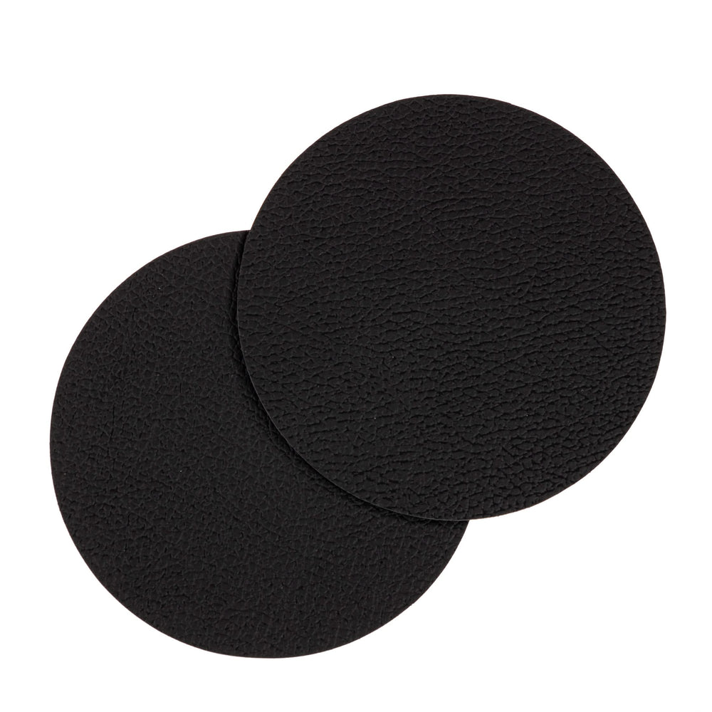 Cookinglife Onderzetters - Vegan leer - Zwart - ø 10 cm - 6 Stuks