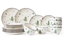 Cookinglife Serviesset - Kerstservies - Aardewerk - Groen 18-delig / 6 personen - 6 dinerborden, 6 ontbijtborden & 6 kommen