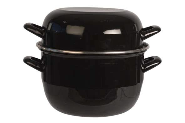 Cosy & Trendy Mosselpan - Emaille - Zwart - ø 20 cm / 3.3 liter - geëmailleerde anti-aanbaklaag