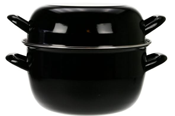 Cosy & Trendy Mosselpan - Emaille - Zwart - ø 24 cm / 5 liter - geëmailleerde anti-aanbaklaag