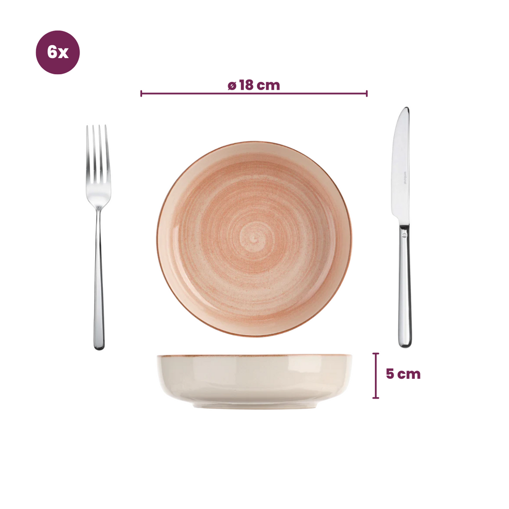 Cosy & Trendy Diepe Borden / Pastaborden Baltic Peach ø 18 cm - 6 stuks