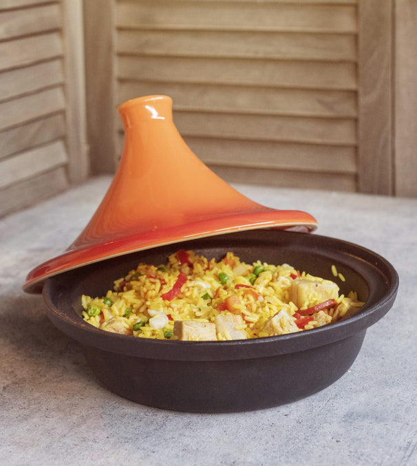 Cosy & Trendy Tajine Inductie - Zwart / Oranje - ø 25 cm - zonder anti-aanbaklaag  - geschikt voor alle warmtebronnen