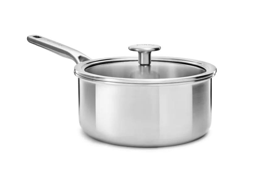 KitchenAid Pannenset Multi-Ply Stainless Steel 6 -delig - Kookpan ø 20, 24 cm, Steelpan ø 16 cm & Koekenpan ø 24 cm + Koekenpan Classic Forged ø 24 & 28 cm