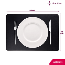 Cookinglife Placemats - Dubbelzijdig - Vegan leer - Cognac / Zwart 46 x 33 cm - 6 Stuks