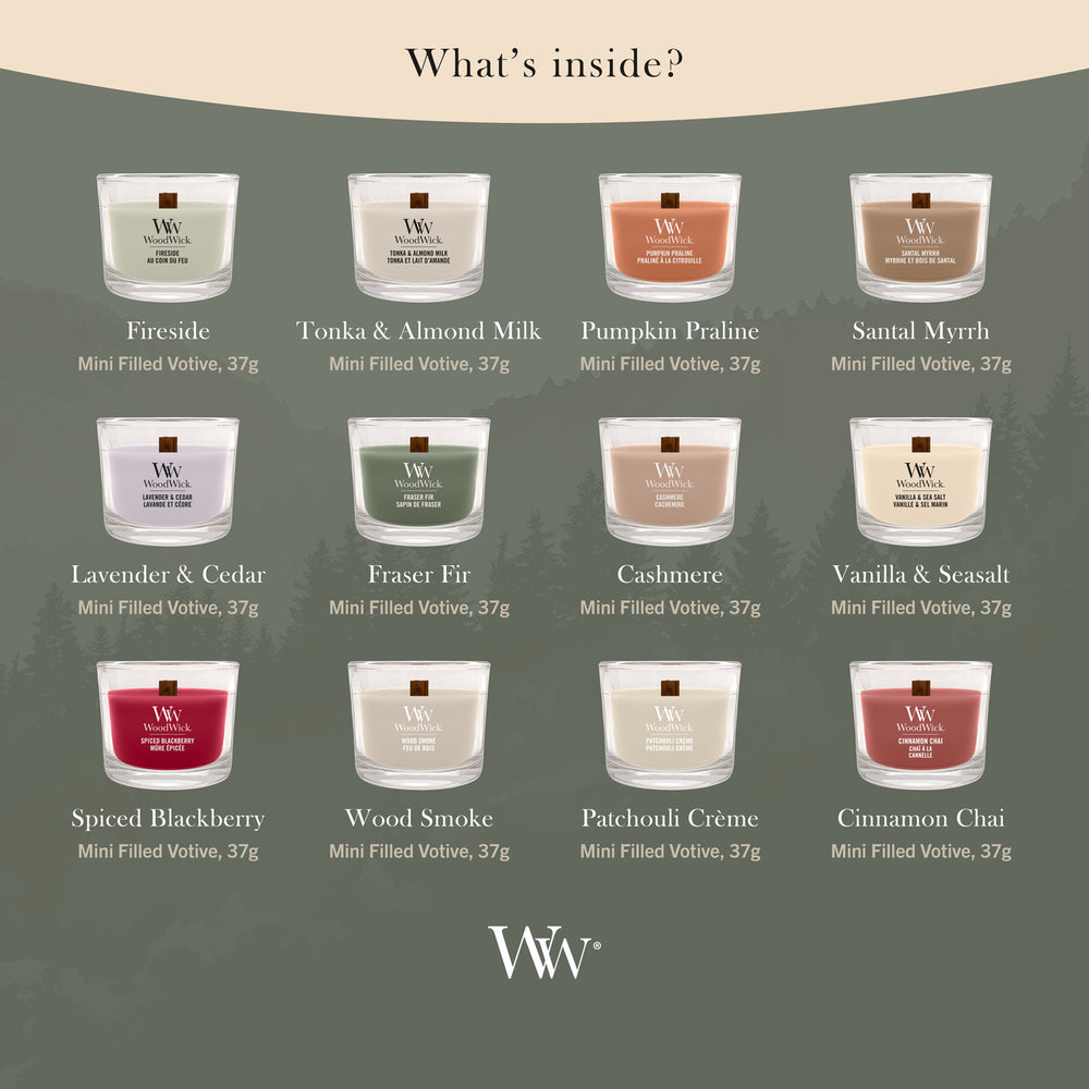 WoodWick Adventskalender 12 Days of Fragrance - 12 Stuks - Geurkaars in Glas - Houten Lont