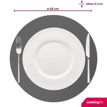 Cookinglife Placemats - Dubbelzijdig - Vegan leer - Grijs / Roze ø 38 cm - 6 Stuks
