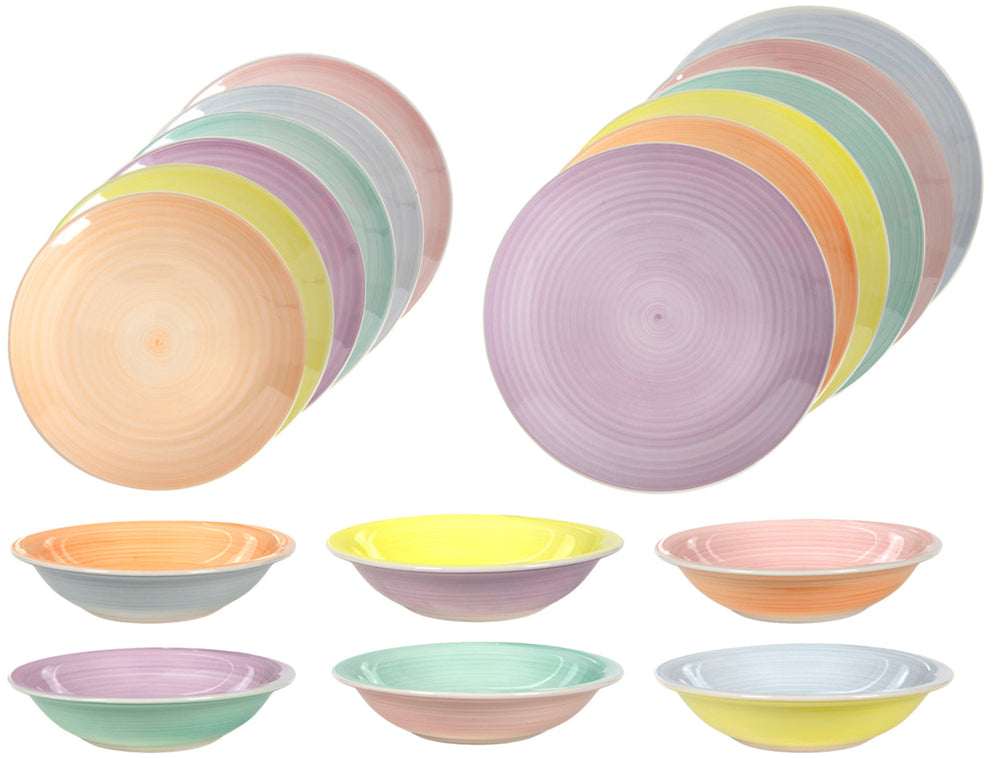 Cookinglife Serviesset Pastel Harmony 18-delig / 6 personen - 6 dinerborden, 6 ontbijtborden en 6 diepe borden