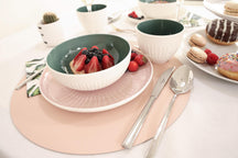 Cookinglife Placemats - Dubbelzijdig - Vegan leer - Grijs / Roze ø 38 cm - 6 Stuks