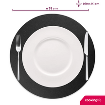 Cookinglife Placemats - Vegan leer - Zwart - ø 38 cm - 6 stuks