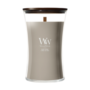 WoodWick Geurkaars Large Wood Smoke - 18 cm / ø 10 cm - Geurkaars in Glas - Houten Lont