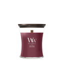 WoodWick Geurkaars Medium Dark Cherry - 11 cm / ø 10 cm - Geurkaars in Glas - Houten Lont