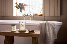 WoodWick Geurkaars Medium Vanilla & Sea Salt - 11 cm / ø 10 cm - Geurkaars in Glas - Houten Lont
