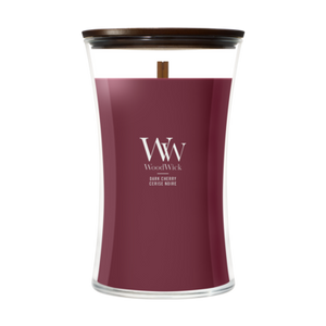 WoodWick Geurkaars Large Dark Cherry - 18 cm / ø 10 cm - Geurkaars in Glas - Houten Lont