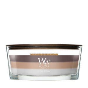 WoodWick Geurkaars Ellipse Trilogy Radiant Cashmere - 9 cm / 19 cm - Geurkaars in Glas - Houten Lont