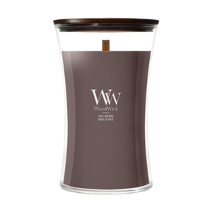 WoodWick Geurkaars Large Iris Woods - 18 cm / ø 10 cm - Geurkaars in Glas - Houten Lont