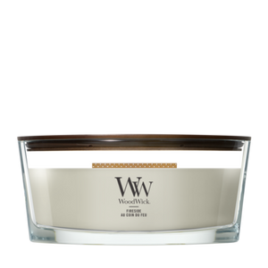 WoodWick Geurkaars Ellipse Fireside - 9 cm / 19 cm - Geurkaars in Glas - Houten Lont