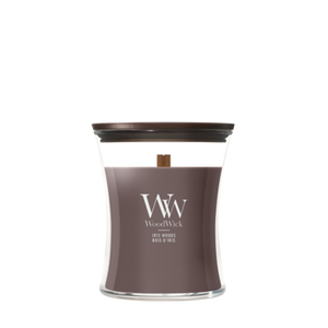 WoodWick Geurkaars Medium Iris Woods - 11 cm / ø 10 cm - Geurkaars in Glas - Houten Lont