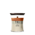 WoodWick Geurkaars Medium Trilogy Vanilla Embers - 11 cm / ø 10 cm - Geurkaars in Glas - Houten Lont