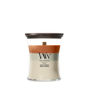 WoodWick Geurkaars Medium Trilogy Vanilla Embers - 11 cm / ø 10 cm - Geurkaars in Glas - Houten Lont