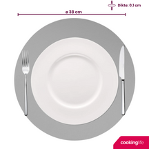 Cookinglife Placemats - Dubbelzijdig - Vegan leer - Grijs / Blauw ø 38 cm - 6 Stuks