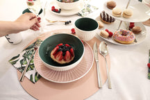 Cookinglife Placemats - Dubbelzijdig - Vegan leer - Grijs / Roze ø 38 cm - 6 Stuks