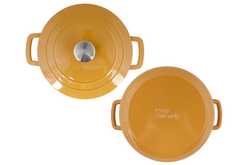 Cosy & Trendy Braadpan met deksel Fontestic Gietijzer Amber Gold Ø 28 cm / 6.8 Liter - geëmailleerde anti-aanbaklaag