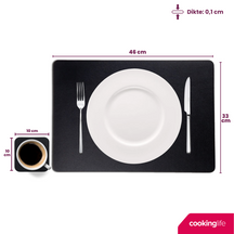 Cookinglife 6 Placemats + 6 Onderzetters - Vegan leer - Zwart