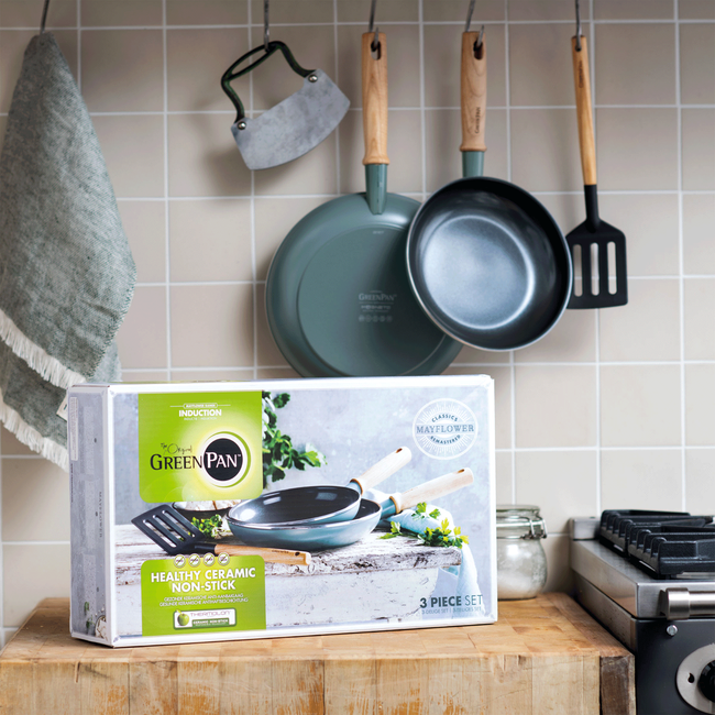 GreenPan Koekenpannenset met spatel - Mayflower - ø 20 & 24 cm - keramische anti-aanbaklaag