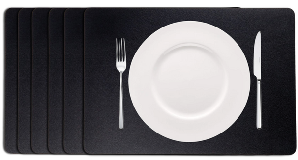Cookinglife Placemats - Vegan leer - Zwart - 46 x 33 cm - 6 stuks