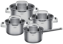 Sola Pannenset Juvia 4-Delig RVS - Downdraft geschikt - Kookpan ø 16, 18, 20 cm & Steelpan ø 16 cm - geschikt voor alle warmtebronnen