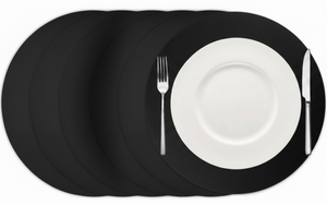 Cookinglife Placemats - Vegan leer - Zwart - ø 38 cm - 6 stuks