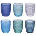 Villa d'Este Home Waterglazen Geometrie Ocean - Blauw - 350 ml - 6 stuks