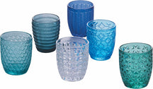 Villa d'Este Home Waterglazen Geometrie Ocean - Blauw - 350 ml - 6 stuks