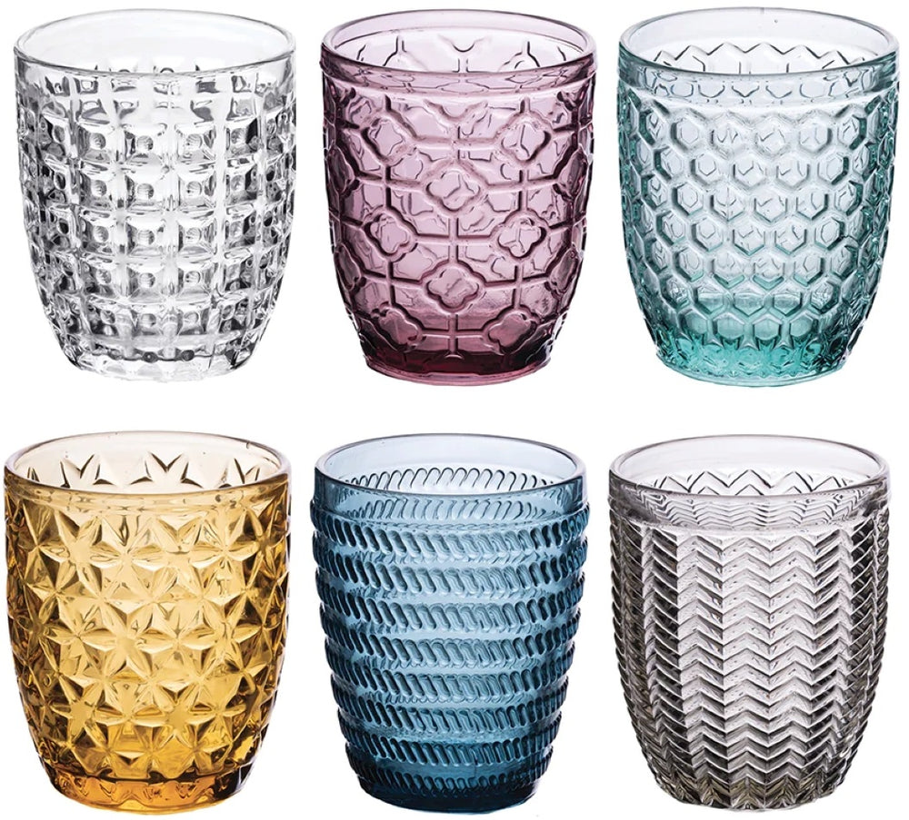Villa d'Este Home Waterglazen Geometrie Multicolor - 300 ml - 6 stuks