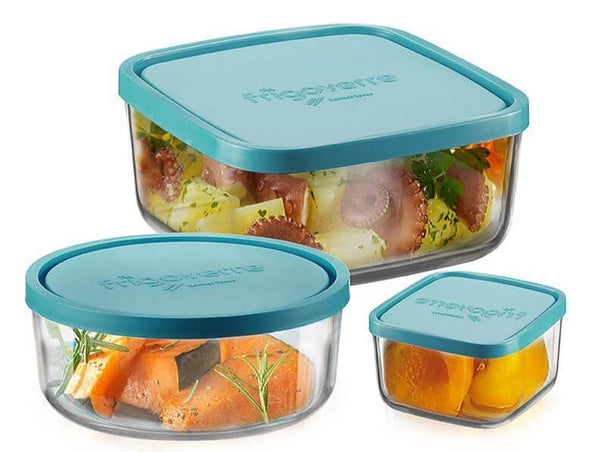 Bormioli Rocco Vershoudbakjes Frigoverre - Glas - Blauw - 3 stuks