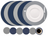Cookinglife 6 Placemats + 6 Onderzetters - Dubbelzijdig - Rond - Vegan leer - Blauw / Grijs