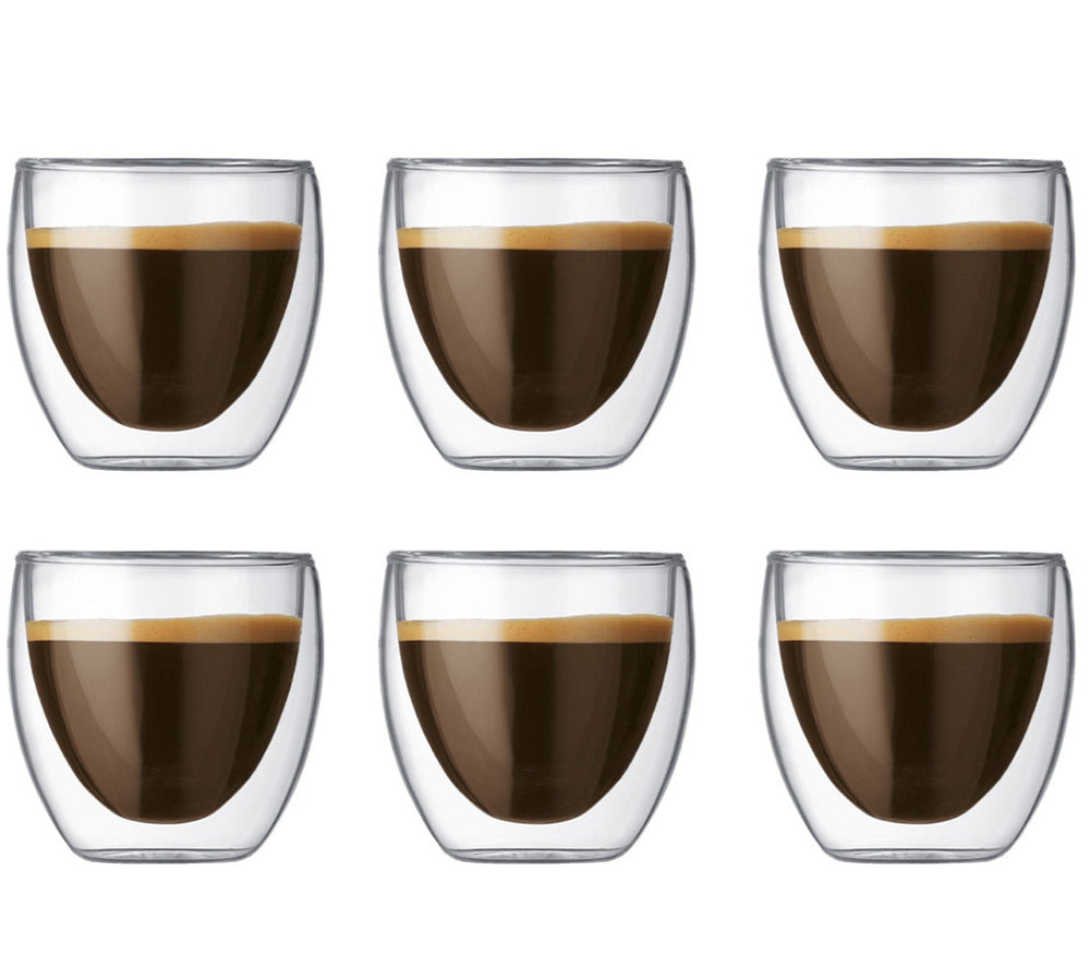 Bodum Dubbelwandige Espresso glazen Pavina - gepatenteerd ventiel - 80 ml - 6 stuks