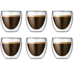 Bodum Dubbelwandige Espresso glazen Pavina - gepatenteerd ventiel - 80 ml - 6 stuks