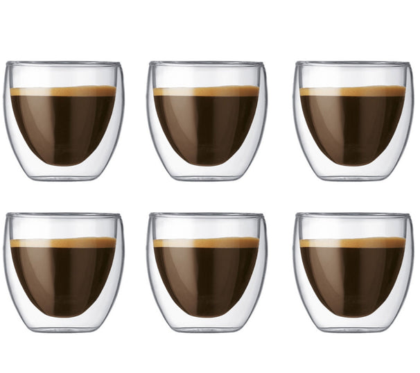 Bodum Dubbelwandige Espresso glazen Pavina - gepatenteerd ventiel - 80 ml - 6 stuks
