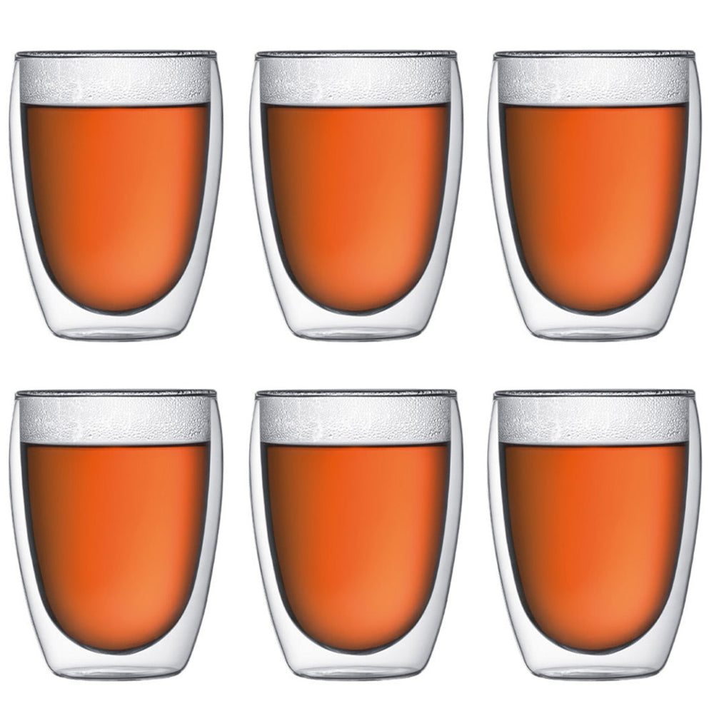 Bodum Dubbelwandige koffie- / theeglazen Pavina - gepatenteerd ventiel - 350 ml - 6 stuks