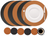Cookinglife 6 Placemats + 6 Onderzetters - Dubbelzijdig - Rond - Vegan leer - Zwart / Cognac