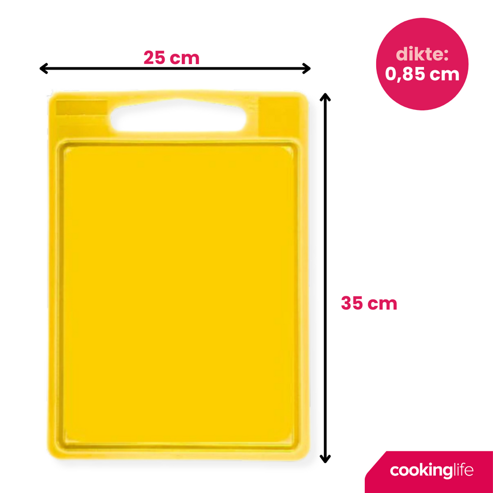 Cookinglife Snijplank met sapgeul 35 x 25 x 0.85 cm - Geel